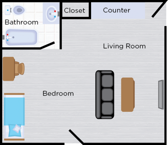 Deluxe Studio Floor Plan 2